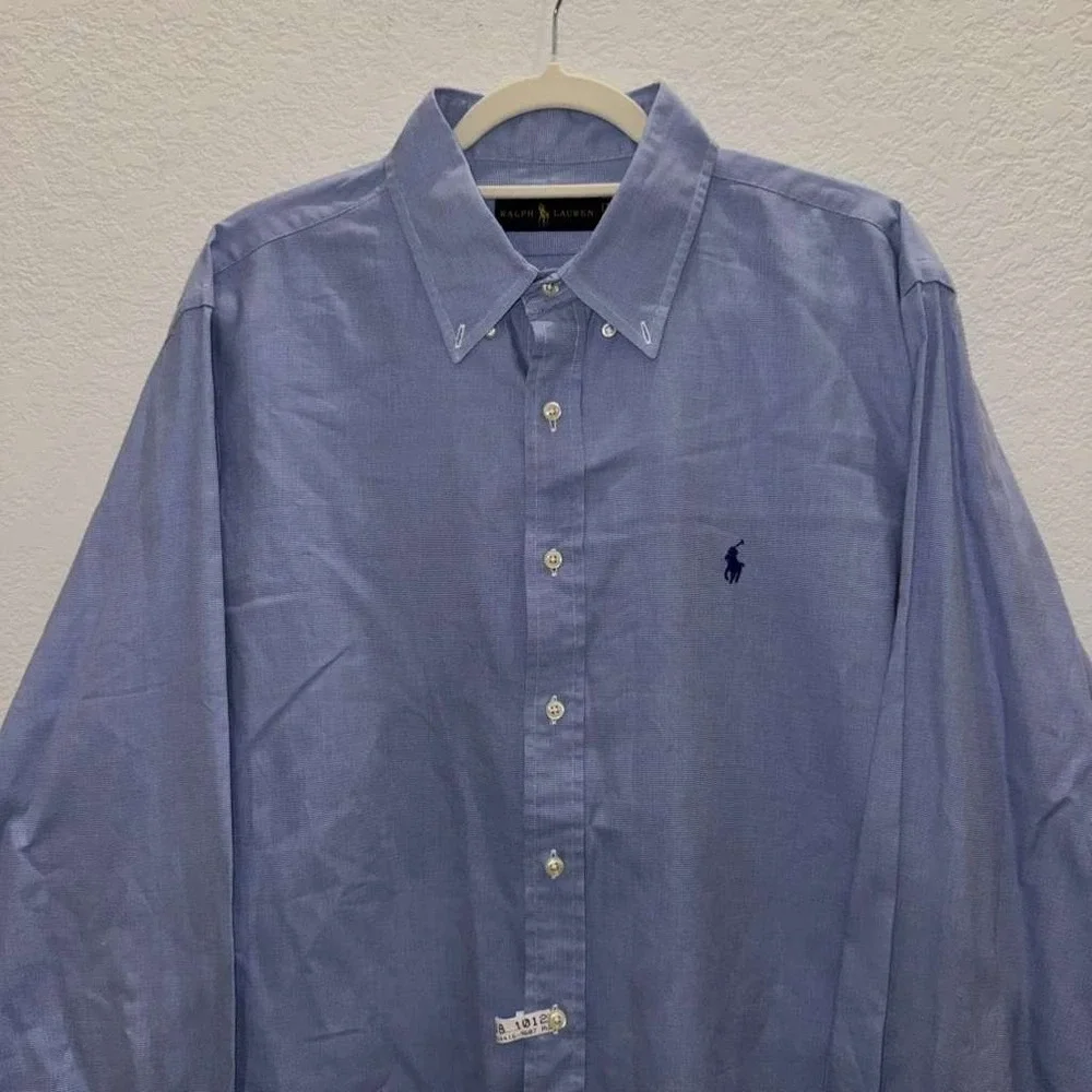 Ralph Lauren Men's Size 17.5/44 Polo Dress Shirt Button Up Blue Pony Work Office - Picture 10 of 13